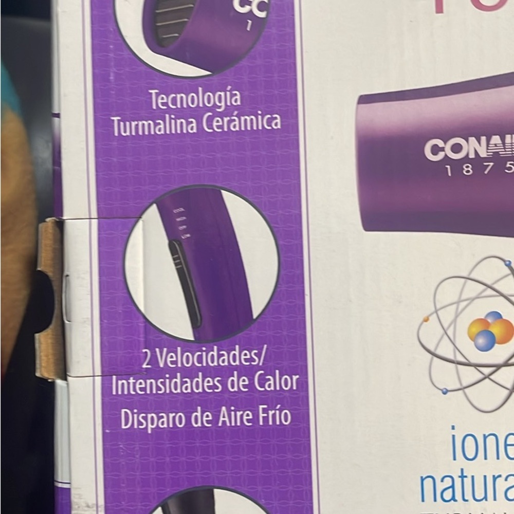 Purple Hair Dryer CONAIR 1875 WATTS POWERFUL VALENTINES DAY💜💜💜💕💕❤️gift - Picture 2 of 5